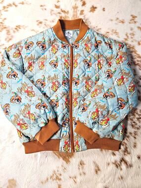 NWT Turquoise Haven Western Quilted Bomber Jacket Large L Howdy Cowboy Rodeo